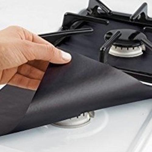 4Pcs Stove Protector Cover Removable Easy Clean Square Foil Gas Hob Protector Liner Stove Protection Mat