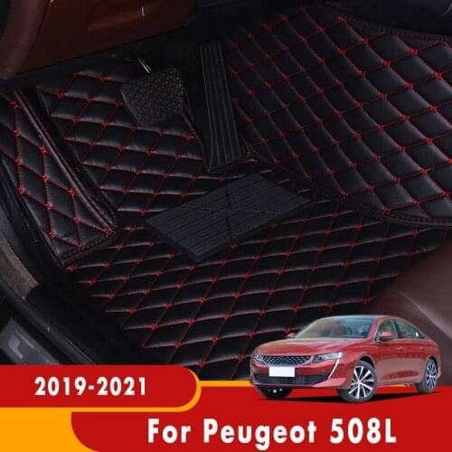Car Floor Mats For Peugeot 508L 2021 2020 2019 Custom Auto Interiors Accessories Styling Leather Front & Rear Side Foot Pads Rug