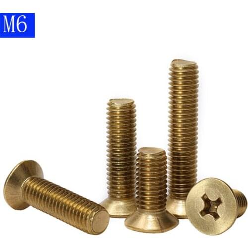 M6 - 1.0 ( 6mm ) Solid Brass Phillips FLAT HEAD Machine Screw DIN 965 Bolts ISO 7046 bolts Type H Recess