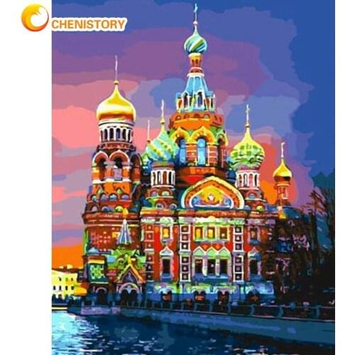 CHENISTORY 60x75cm Framed Painting By Numbers Kits For Adults Children Diy Gift Castle In Night Landscape Picture Home Decor Cra