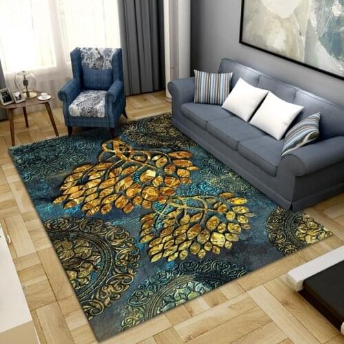Home Living Room Carpet Gold Leaves Print Bedroom Rug Prayer Mat Dining Room Kitchen Floor Area Rug Home Decor Entrance Doormat