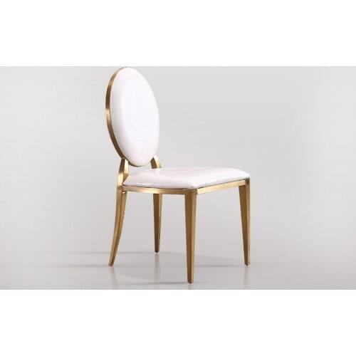 European Round Back Gold Metal Event Wedding Chairs For Bride Reception Decoration Party Steel Dining chair
