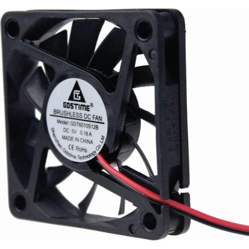 Gdstime 5 pcs 60mm x 10mm DC 5V 6cm 6010 2Pin Brushless Motor Computer PC Case Cooling Fan 60mmx60mmx10mm CPU VGA Cooler