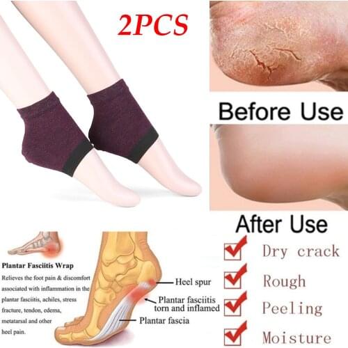 2PCS Anti Dry Cotton And Silicon Gel Heel Gel Socks Anti Cracked Chapped Foot Protector Spa Smooth Exfoliating Skin Care Tools