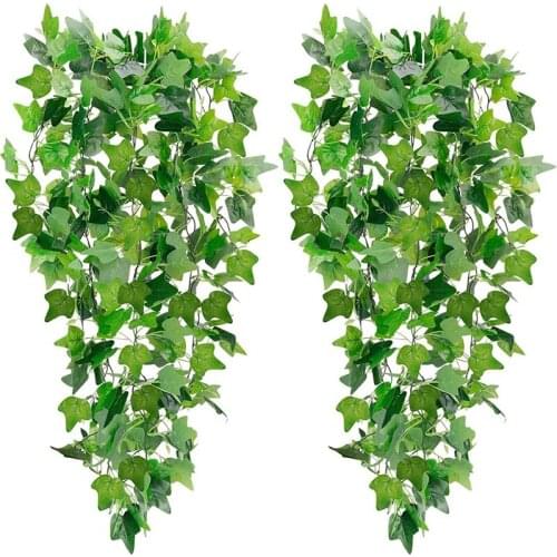 2Pcs Artificial Hanging Plants Fake Ivy Garland Vine For Wall Home Garden Wedding Outside Hanging Decoration ( No Pots )-ABUX