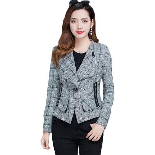 Short Jacket Women Blazer Spring And Autumn Short2021New Temperament Casual Plaid Small Fragrance Net Red Small Suit Female L249