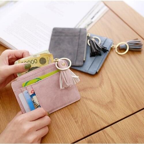 Wallets Coin Pocket Fashion Clutch Bag Slim Women Wallet Short Bag Small Pu Leather Credit Card Holders Thin Tassel Zipper