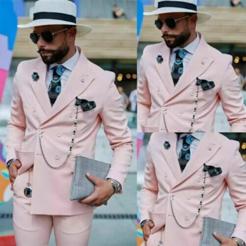 Pink Mans Suits For Wedding Groom Wear Tuxedos Groomsman Suit Dinner Suit Prom Dresses Peaky Binders Two Pieces(Jacket+Pants)