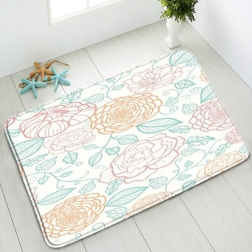 Leaves Flower Plant Bath Mat Bathroom Non-Slip Mat Kitchen Living Room Bedroom Door Pad Floor Carpet Water Absorption Home Decor