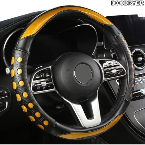 DOODRYER Carbon Fiber Leather Car Steering Wheel Cover For LADA Granta Kalina Vesta Niva Xray Priora