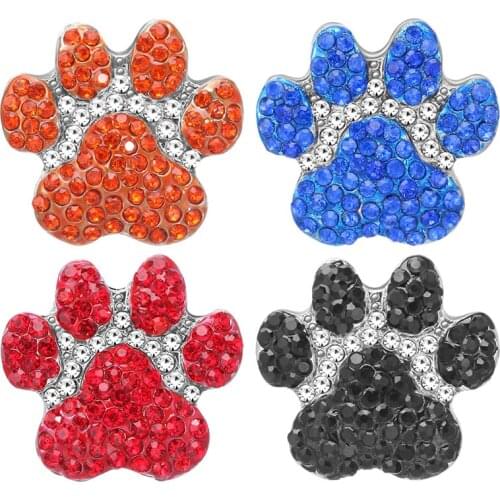 KZ3622 New Rhinestone Lovely Footprint 18MM snap buttons fit DIY 18MM snap bracelet snap jewelry Gift