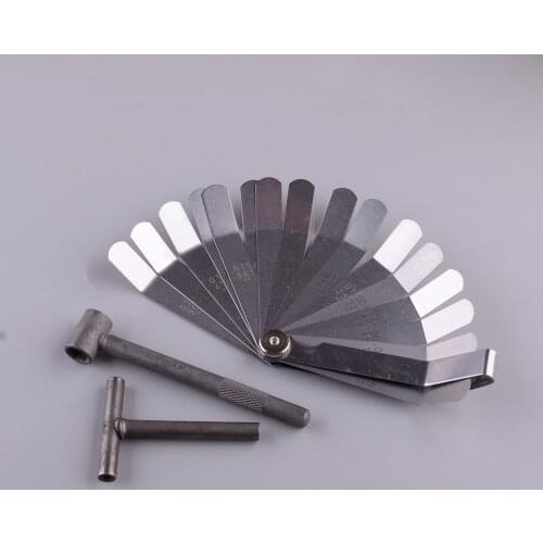 Metal Motorcycle Engine Valve Screw Adjusting Spanner Tool & Metric Feeler Gauge 0.127-0.508mm Fit for GY6 50 150cc