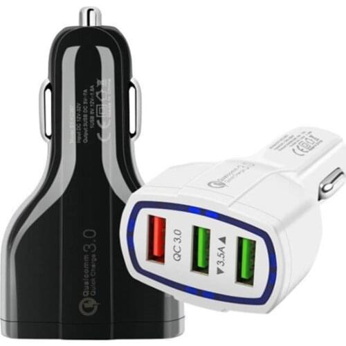 Micro Usb 3 USB Ports 3.0 Quick Adapter Car Charger Mobile Phone Electronics Auto Motorcycle Accessories Tablet Fast Charging