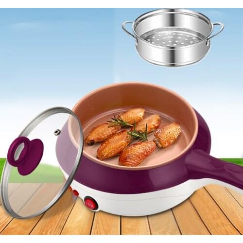 Mini stainless steel steamer eggs Boiler Electric Skillet multifunction Cooker Kitchen Cooking pot Fried Steak frying pan