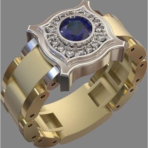 Punk Men Ring Gold Silver Color Luxury Crystal Red/Blue Zircon Rings for Women Wedding Band Male Business Jewelry anillos hombre