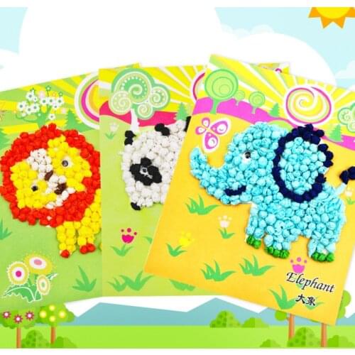 Child Toy DIY Hairball Sticky Paper Painting Kindergarten Toy Material Package Children Toy Toys Girl Crafts 2019 Wholesale
