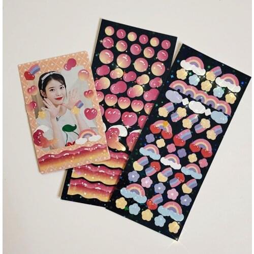 1pc Rainbow Wave Laser Decorative Stickers Creative Korean Ins Diy Scrapbooking Diary Stick Label Kawaii Stationery