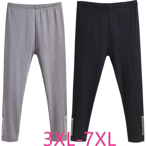 New autumn winter plus size pencil pants for women slim tight casual large elastic waist long trousers gray 3XL 4XL 5XL 6XL 7XL