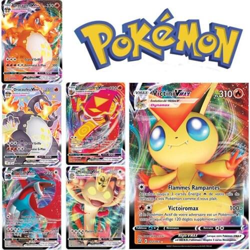 NEW 100Pcs Pokemon VMAX 60EX 20MEGA 20GX TRATNER French Cards Dracaufeu Pikachu Torgamord Collection Cards Gifts for Children