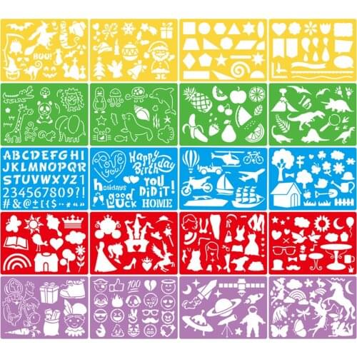 New 20pcs Drawing Stencil Set Plastic Art Drawing Templates Drawing Stencil For Kids Children Drawing Stencils Dropshipping