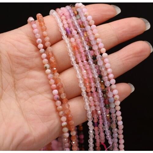 Natural Stone Faceted Isolation Beads 3mm Ametrine/Fluorite/Tourmaline/Pink Opal For Jewelry Making DIY Necklace Accessory
