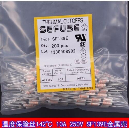 200pcs/lot Temperature fuse 142 degrees 10A 250V SF139E 142 SEFUSE