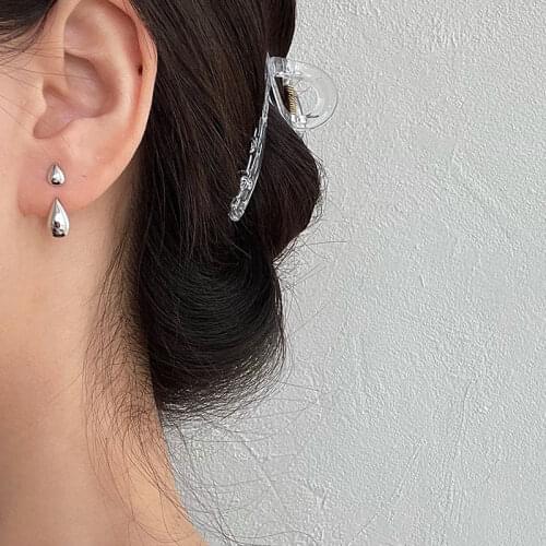 REAL. Authentic 925 Sterling silver Glossy Double Tears Waterdrop Front &Back Stud earrings jEWELRY C-E646L