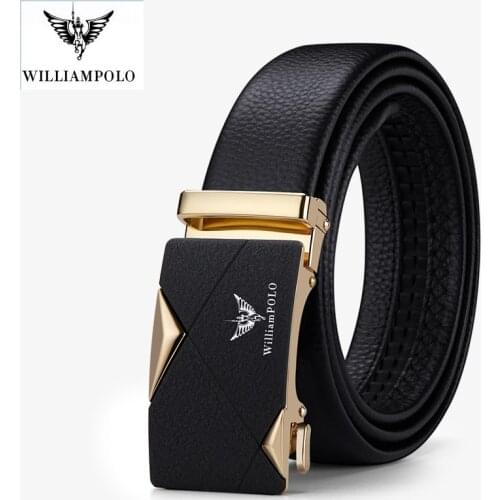 WILLIAMPOLO New 2021 Genuine leather Brand Belt Men Luxury Leather Belts for Men Strap Male Metal Matte series Automatic Buckle