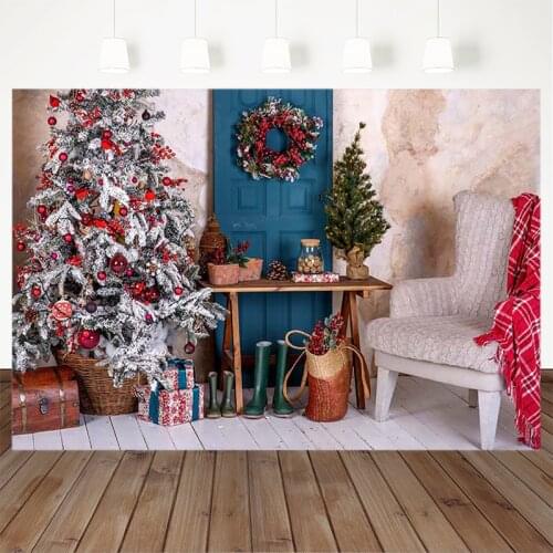 Christmas Photography Background Christmas Tree Gift Sof Backdrop Child Party Wooden Floor Decoration Banner For Photo Studio