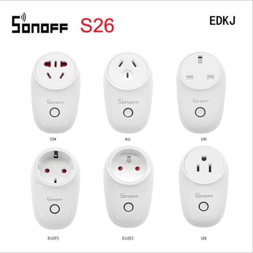 Sonoff S26 WiFi Smart Socket US/UK/EU Wireless Plug Power Sockets Smart Home Switch Work App phone remote control supports Alexa