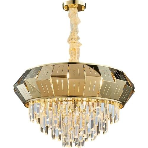 Modern Crystal Chandelier For Living Room Luxury Gold Stainless Steel Lamp Home Decor Chain Light Fixture Led Indoor Lighting