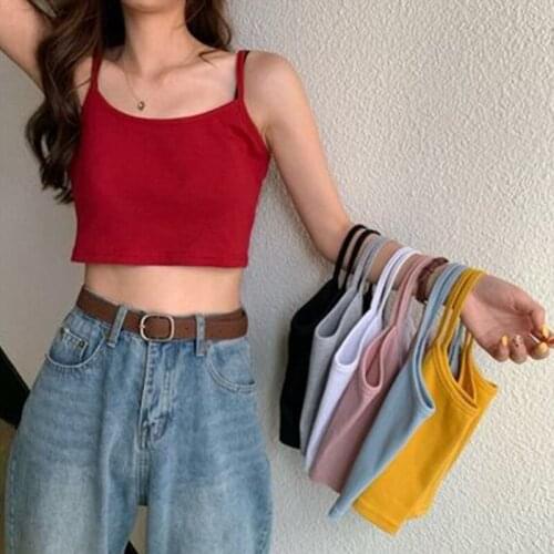 Womens Wild Spaghetti Strap Crop Cami Top 2021 Ladies Fashion Sexy Bodycon Sleeveless Casual Slim Basic Camisole Tube Top