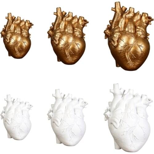 Heart Shape Flower Vase Dried Flower Container Flower Pot Art Portrait Body Sculpture Resin Ornament Crafts Desktop Plant 85AC