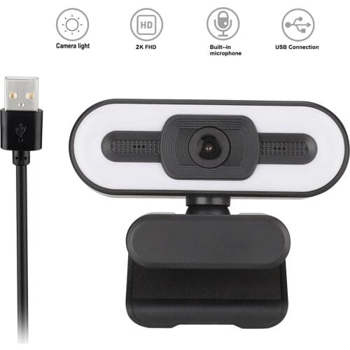 1080P Web Cam Touch With Light Webcam Camera HD 2K 30fps Black 1920*1080 ABS For Live Broadcast Video 2K Pixels