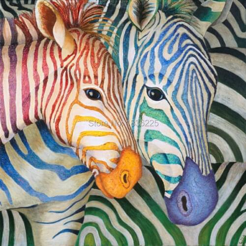 Bright colored oil paintings abstract zebra painting animals canvas oil painting mdf wall art for bedroom sets decorated