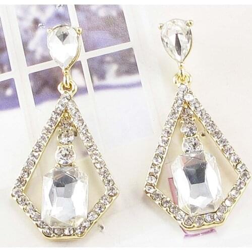 YaYi Jewelry Fashion BOHO White Glass Crystal Rhinestone Dangle Women Ancient Gold Color Wear Ear Band Long Tassel Earrings