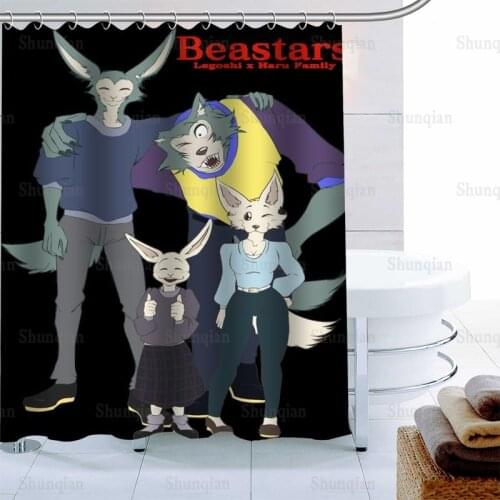 100% Polyester Fabric Custom BEASTARS Anime Shower Curtain Modern Bathroom Curtain Waterproof With Hook Bath Curtain 0409