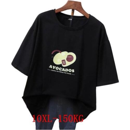 Large size womens T-shirt plus size 7XL 8XL 9XL 10XL summer round neck short sleeve loose black and white red big T-shirt top