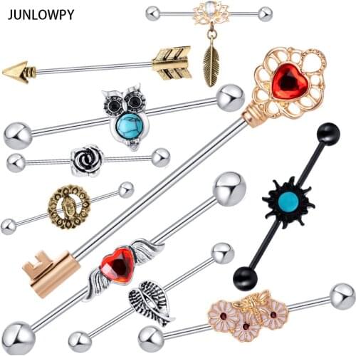 JUNLOWPY Mix Different 20 Styles Industrial Piercing Earring Surgical Steel Body Jewelry Sexy Women Men Ear Pircing Carlitage