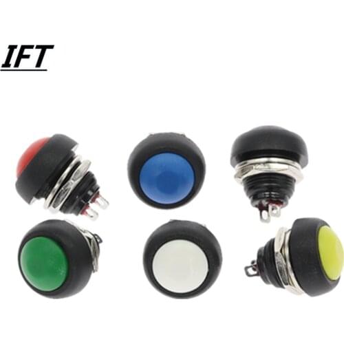 1pcs/6pcs/10Pcs 12mm 3A/125V 1A/250V Waterproof Momentary Push button Switch OFF-(ON) Self Return 6Color