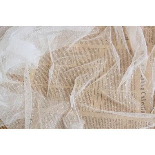 10 yards Off White Tulle Fabric For Bridal Veil Doll Dress Peach Pink Netting Mesh Fabric With Dots