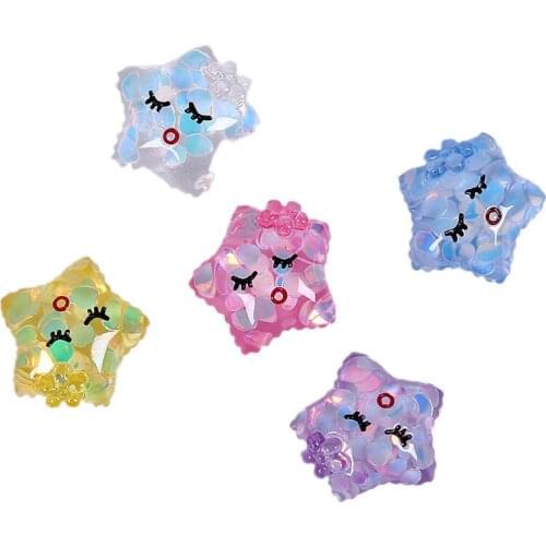 100pcs/lot 19mm Super Kawaii Resin Star Cabochon For Kids Headwear Earring DIY Accessary Scrapbooking Craft Favor