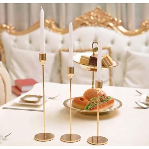 3Pcs/Set Chinese Style Metal Candle Holders Simple Golden Wedding Decoration Bar Party Living Room Decor Home Decor Candlestick