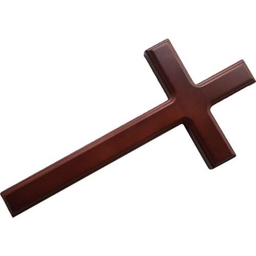 32cm Wood Jesus Christ Cross Wall Mounted Church Religious Prayer Hanging Decor H58C