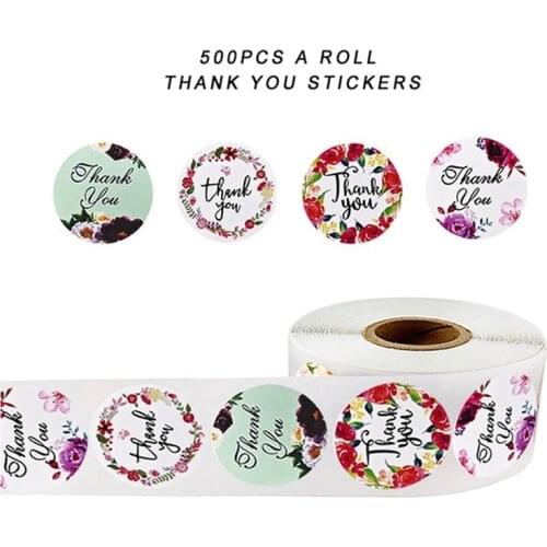 500pcs/Roll Floral Thank You Envelope Seal Labels Sticker Christmas Gift Decoration Sticker for Package Sticker