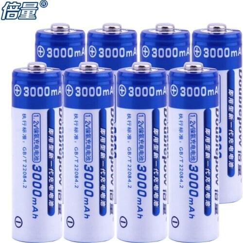 8 pcs. Doublepow original Ni-MH battery 3000 mAh Rechargeable batteries 1.2V Electronic special batteries, High capacity
