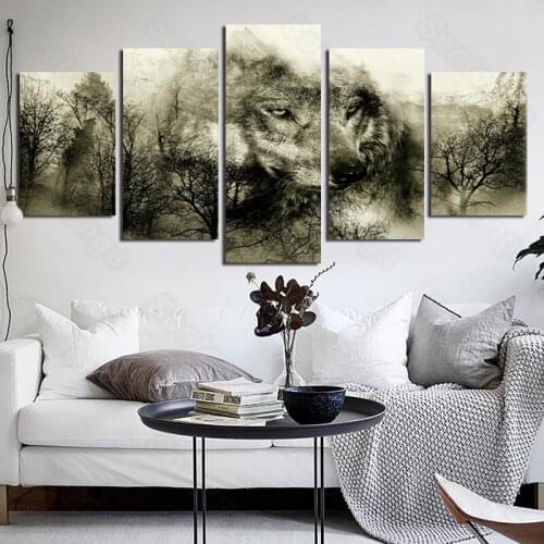 Frameless Painting Animal Gray Wolf High Cold Personality Simple Style Modern Living Room Home Decoration Art Wallpaper