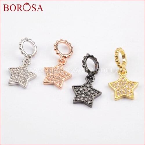 BOROSA Handcrafted 20PCS CZ Micro Pave Crystal Tiny Star Pendant Jewelry,Mix Color Sparkling CZ Drusy Necklace Pendant WX776