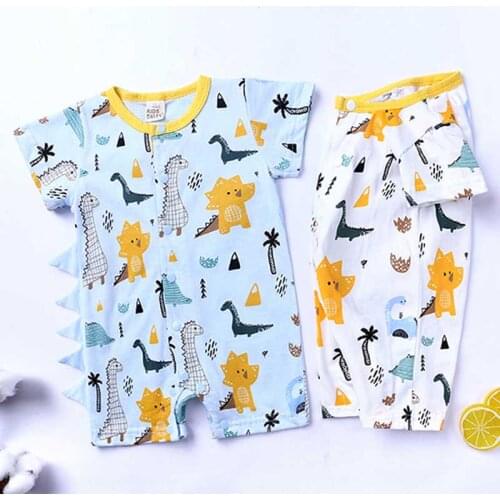 Dinosaur BABY Rompers 2020 Summer Short Sleeve Girls Onesies Print Cotton Newborn Kids Cotton Pajama Cartoon Boys Romper 0-2Y