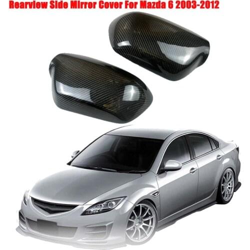 Car Wing Door Real Carbon Fiber Rearview Side Mirrors Cover Rear View Mirror Stickers Decoration Trim For Mazda 6 2003 ~ 2012
